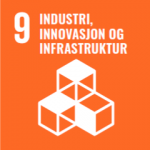 Bildet viser bærekraftsmål med teksten "Industri, innovasjon og infrastruktur"